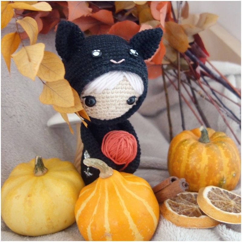 Miku, le petit chat d'Halloween : patron au crochet PDF